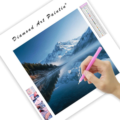 Spegelbergsreflektion i sjön - Diamantmålning