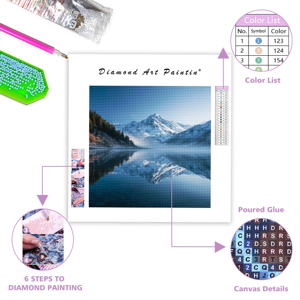 Spegelbergsreflektion i sjön - Diamantmålning