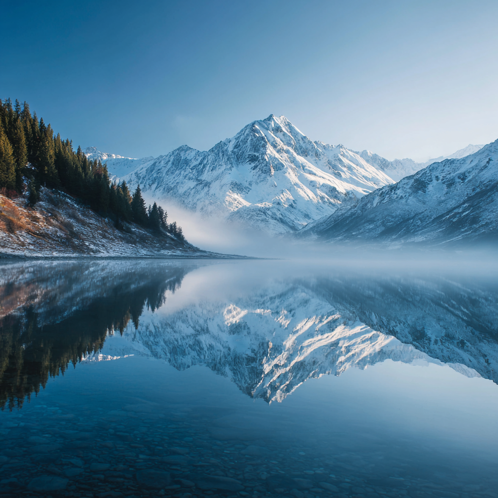Spegelbergsreflektion i sjön - Diamantmålning
