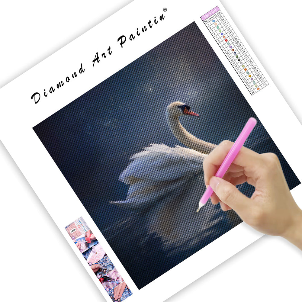 Svan i månsken - Diamantmålning