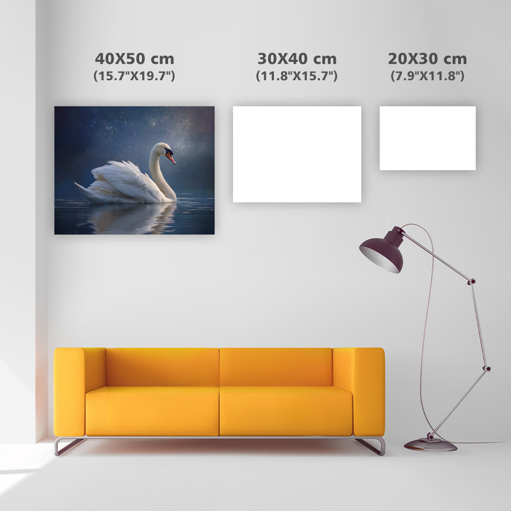 Svan i månsken - Diamantmålning