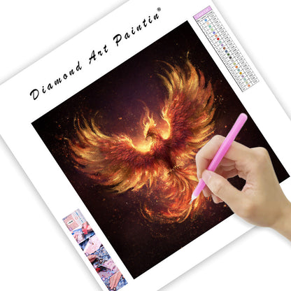 Phoenix återfödd från eld - Diamantmålning