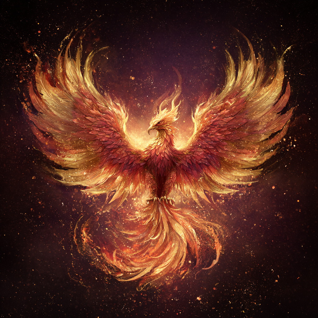 Phoenix återfödd från eld - Diamantmålning