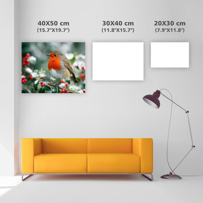 Rödhake på järnekgren - Diamantmålning