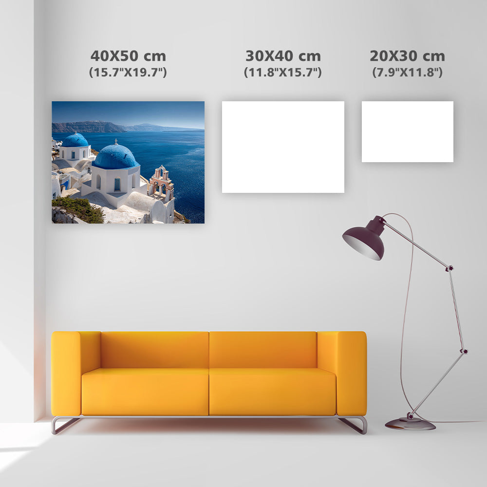 Utsikt över Santorini blå kupol - Diamantmålning