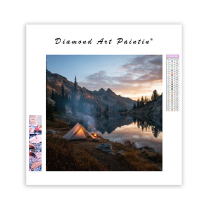 Ensamhet vid alpsjön - Diamantmålning