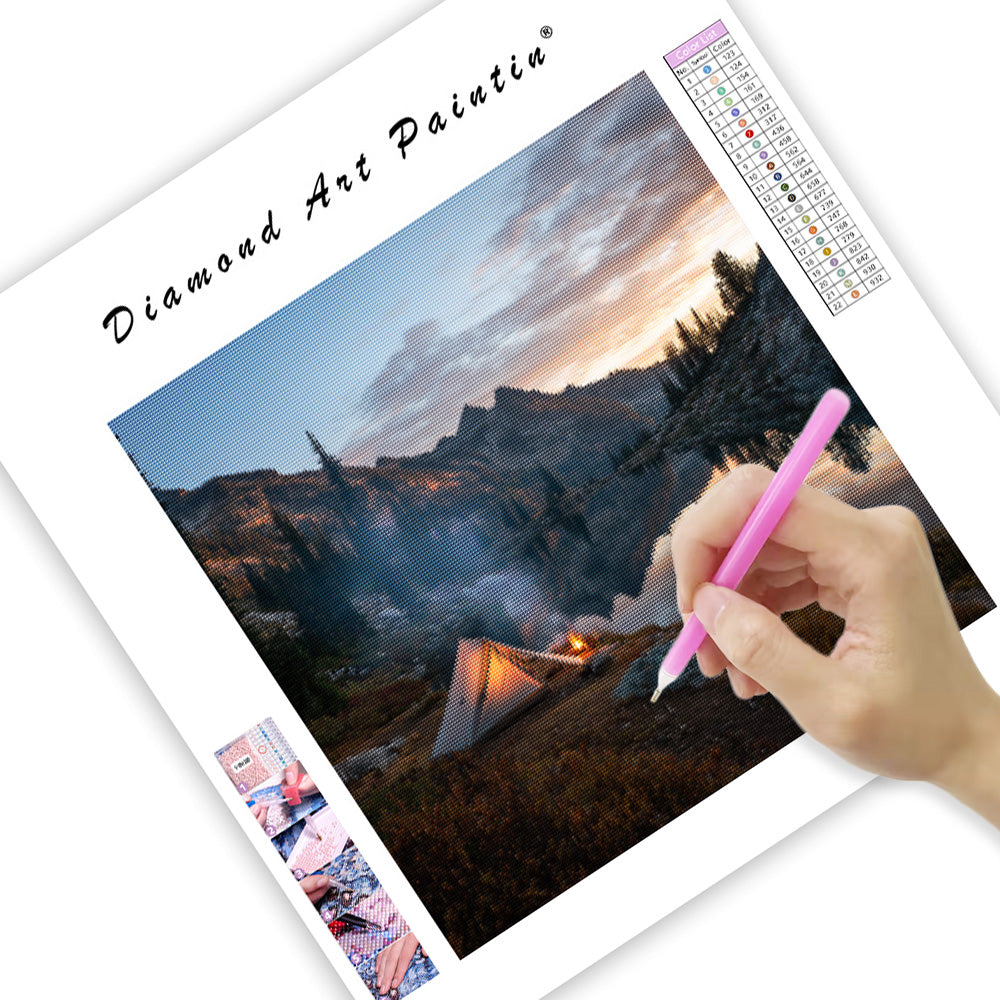 Ensamhet vid alpsjön - Diamantmålning