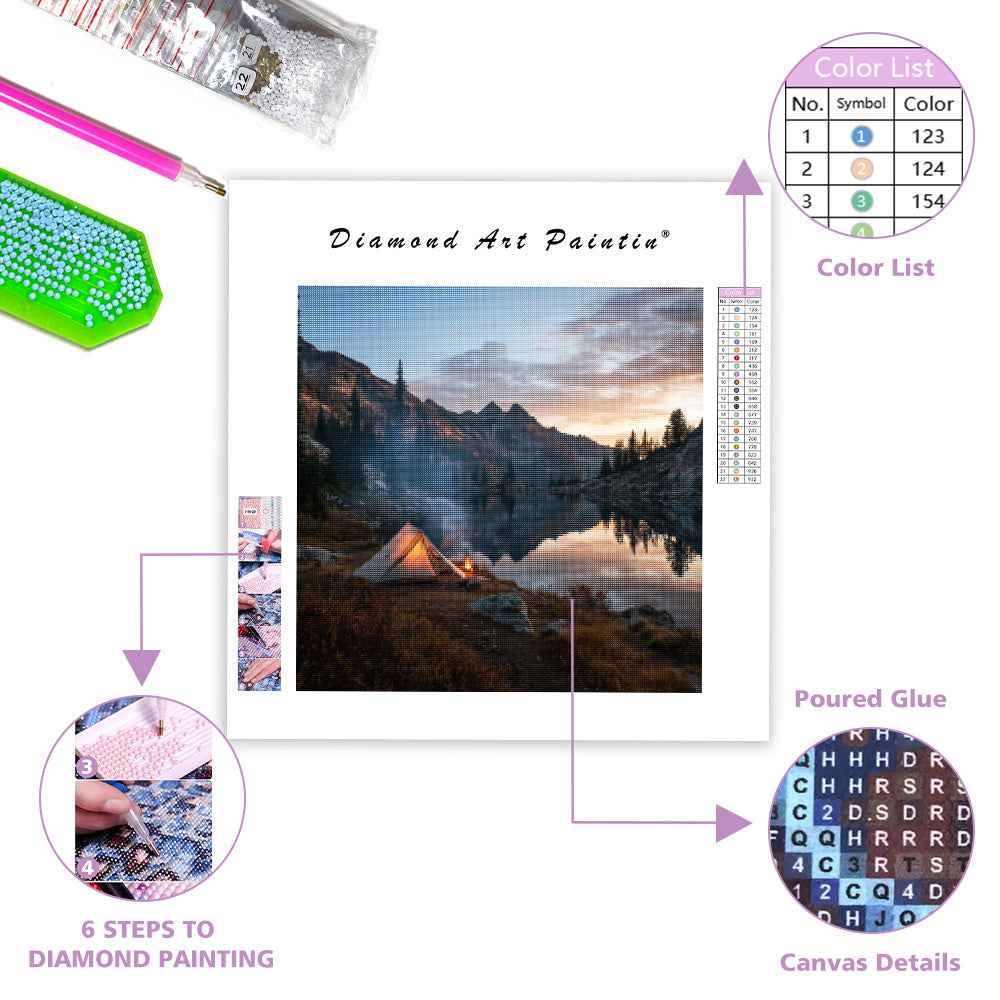 Ensamhet vid alpsjön - Diamantmålning