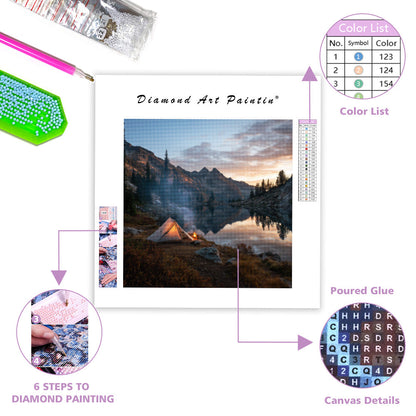 Ensamhet vid alpsjön - Diamantmålning