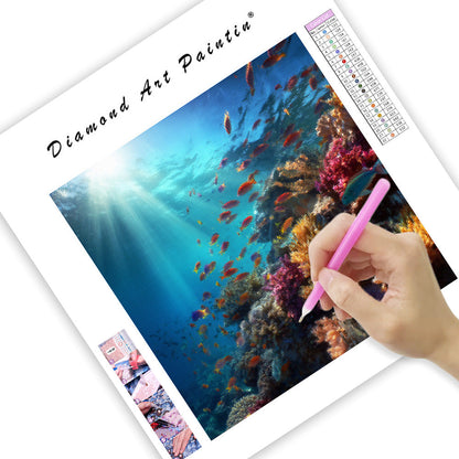 Solstråle korallrev - Diamantmålning
