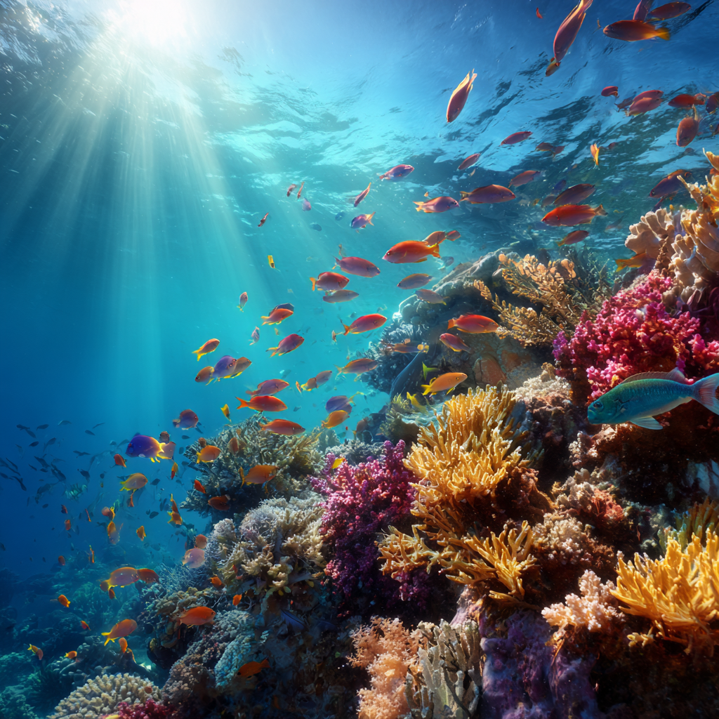 Solstråle korallrev - Diamantmålning