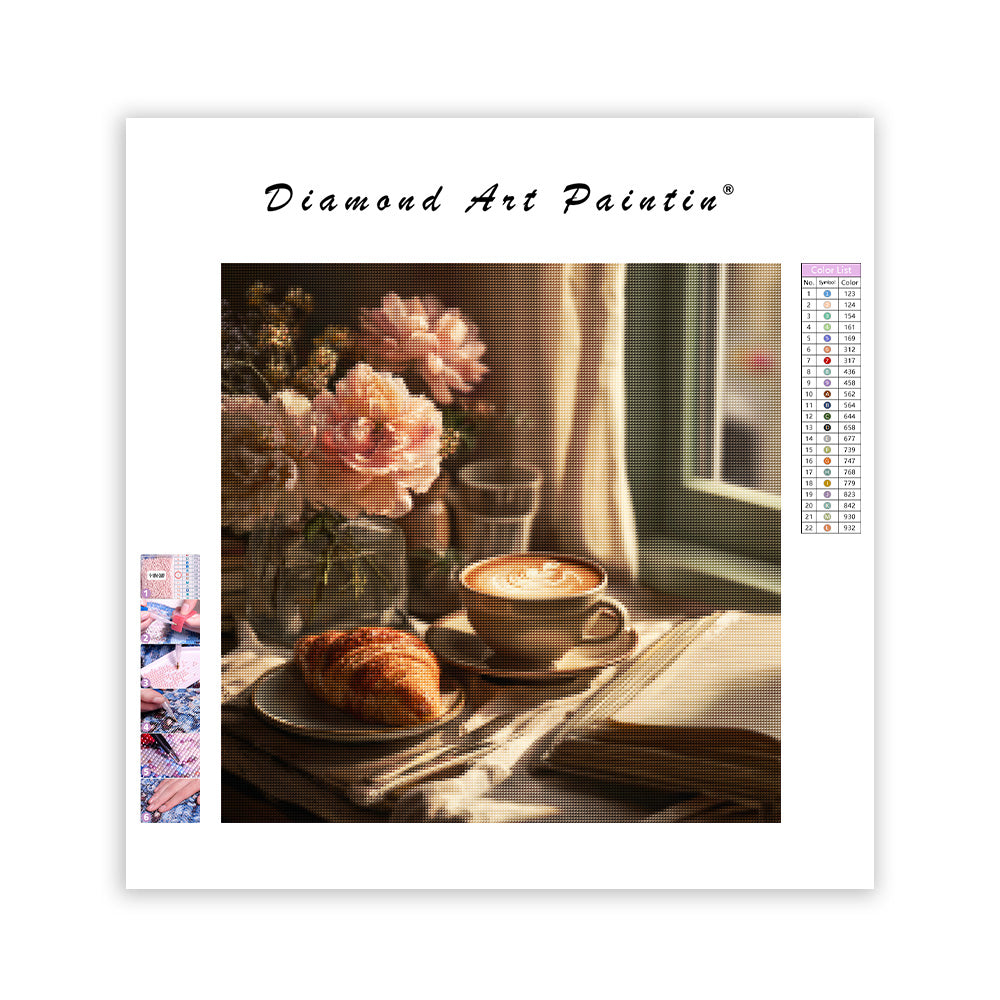 Solbelyst frukostögonblick - Diamantmålning