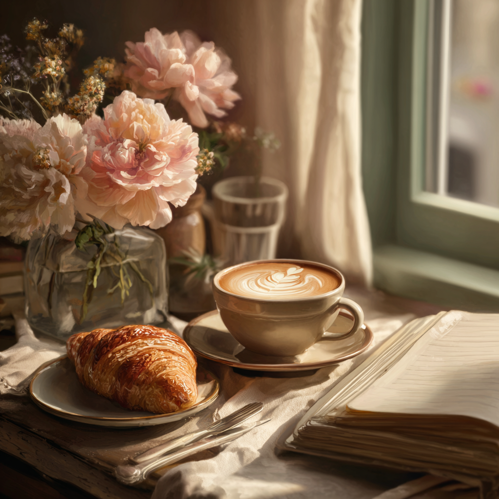 Solbelyst frukostögonblick - Diamantmålning