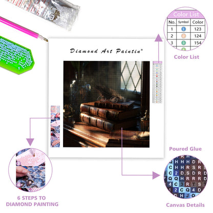 Solbelyst bibliotekshörna - Diamantmålning