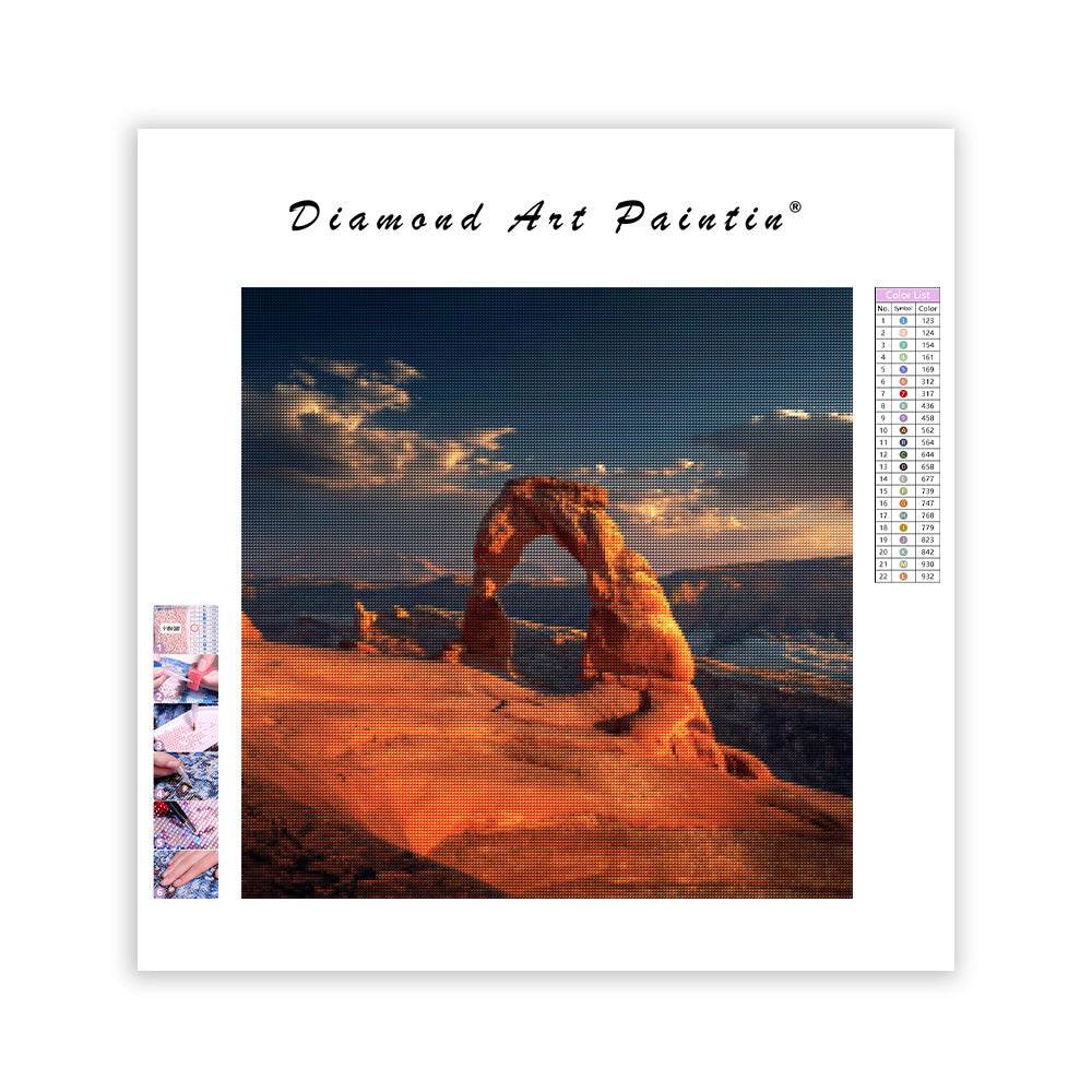 Solnedgång vid ökensandstensbåge - Diamantmålning