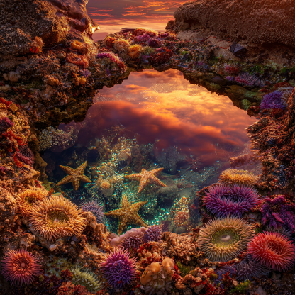 Solnedgångs tidvattenpool mikrokosmos - Diamantmålning