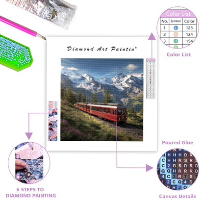 Schweizisk alpin kugghjulsjärnväg - Diamantmålning