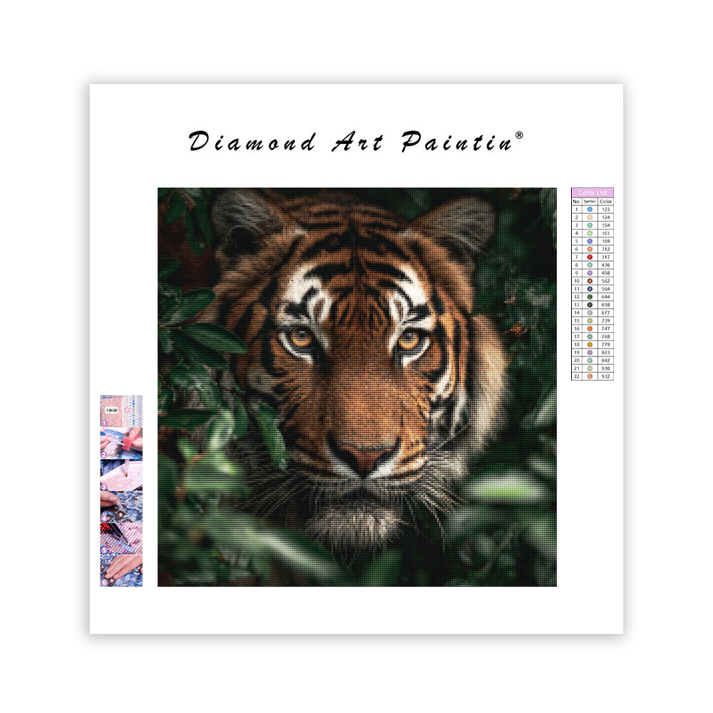 Tiger i djungelns skuggor - Diamantmålning