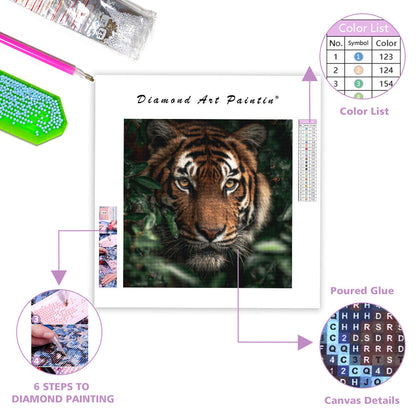 Tiger i djungelns skuggor - Diamantmålning