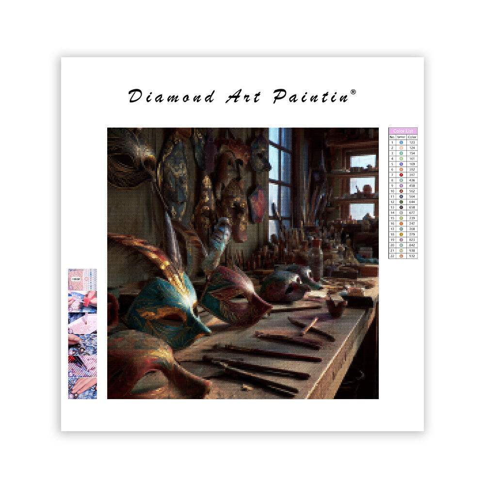 Venetiansk mask ateljé - Diamantmålning