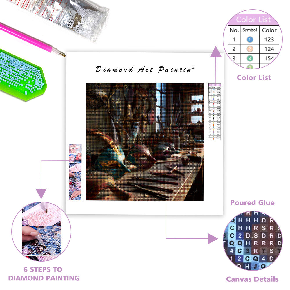 Venetiansk mask ateljé - Diamantmålning