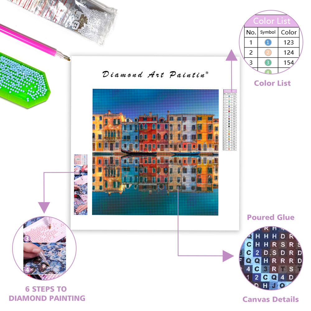 Venetiansk vattenreflektion - Diamantmålning