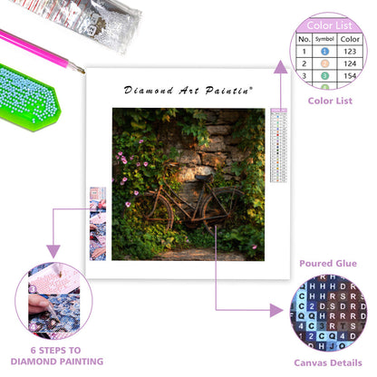 Cykel omfamnad av vinrankor - Diamantmålning