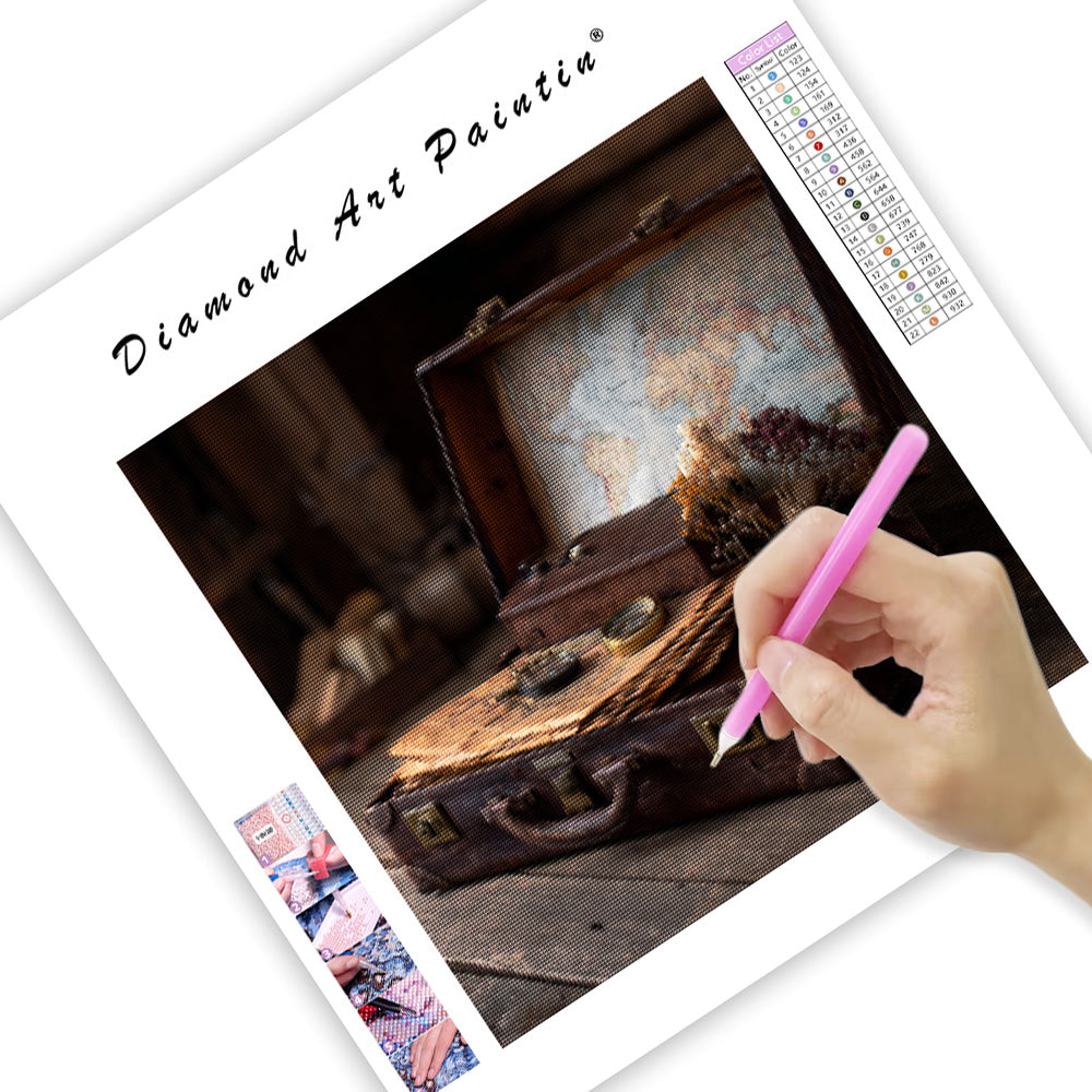 Vintage resväska - Diamantmålning