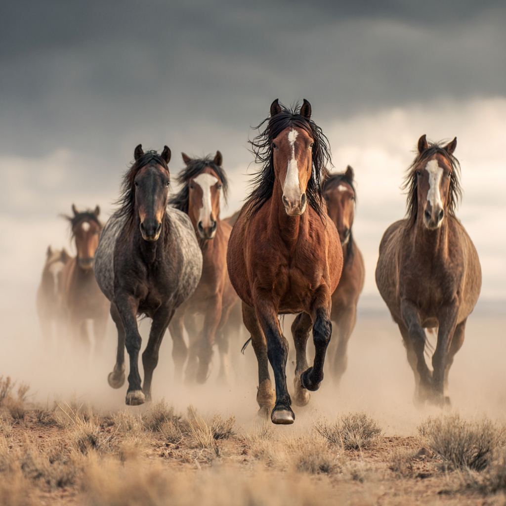 Vilda mustanger springer fritt - Diamantmålning
