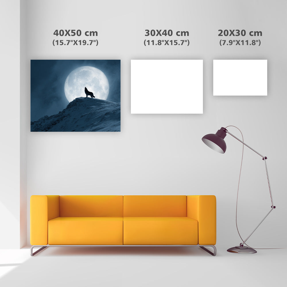 Varg som ylar vid fullmåne - Diamantmålning