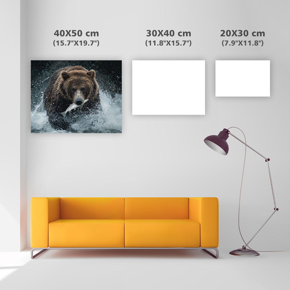 Alaskabjörn som fångar lax - Diamantmålning