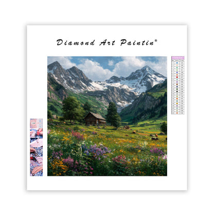 Alpäng med vildblommor - Diamantmålning