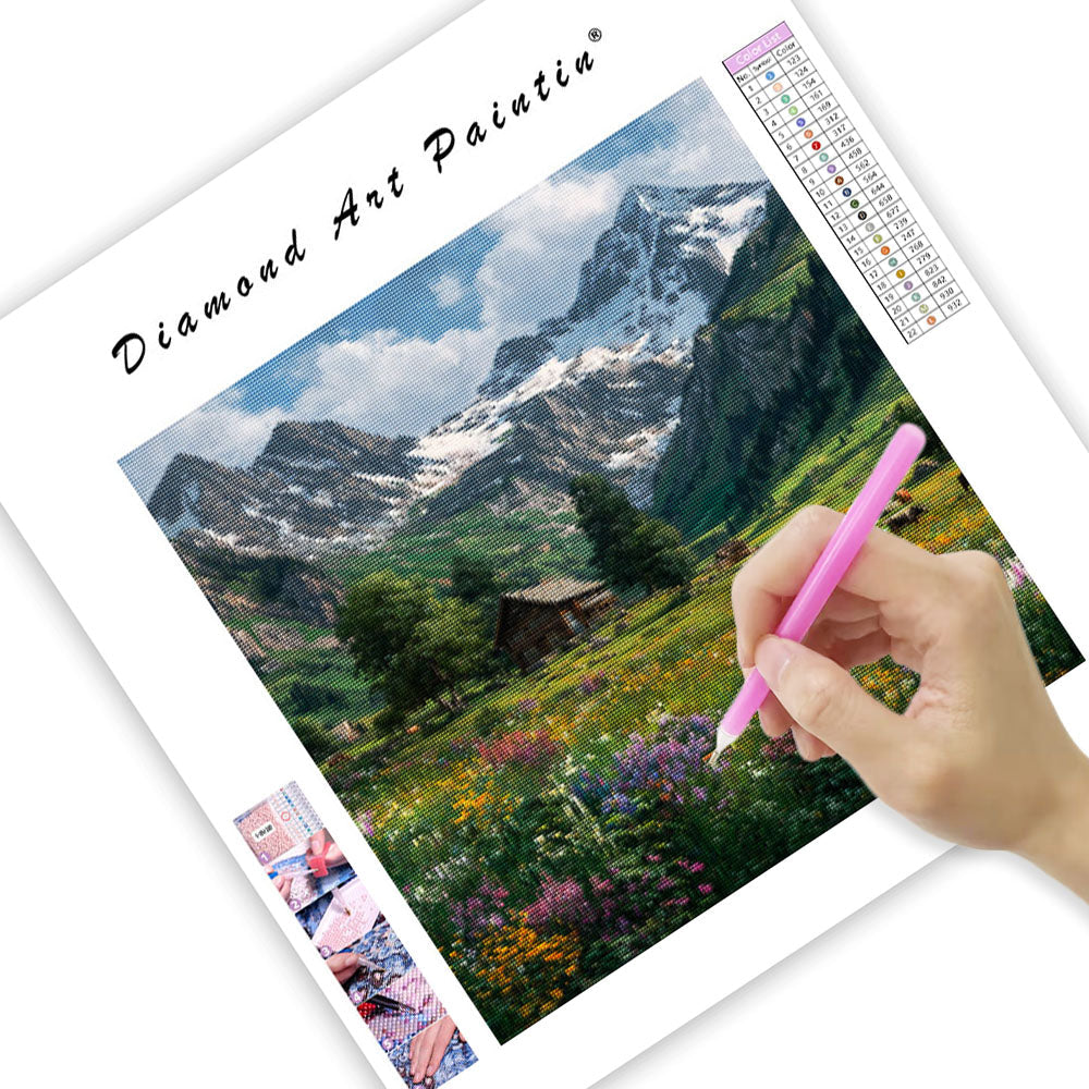 Alpäng med vildblommor - Diamantmålning