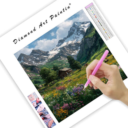 Alpäng med vildblommor - Diamantmålning