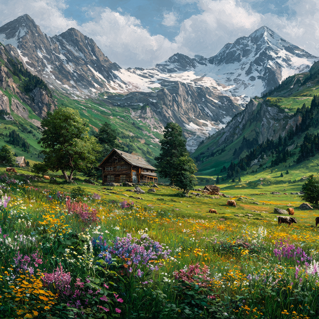 Alpäng med vildblommor - Diamantmålning