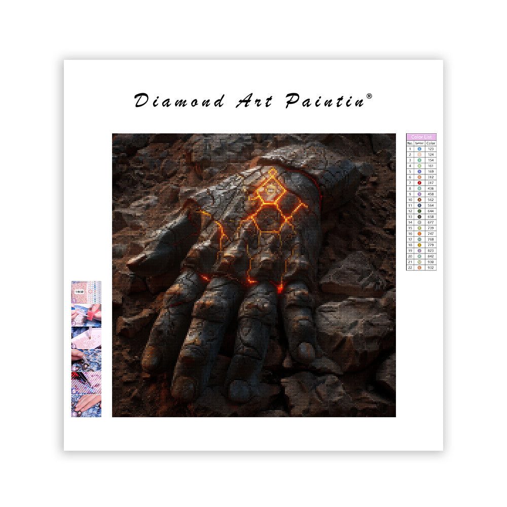 Handmålad diamantmålning av forntida sten