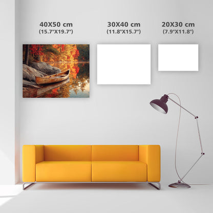 Höstkanot vid sjön - Diamantmålning