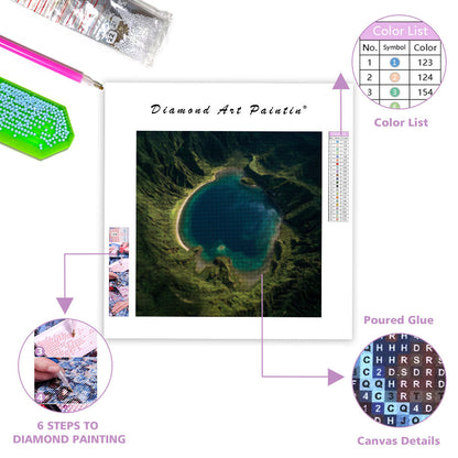 Azorernas vulkaniska kratersjö - Diamantmålning