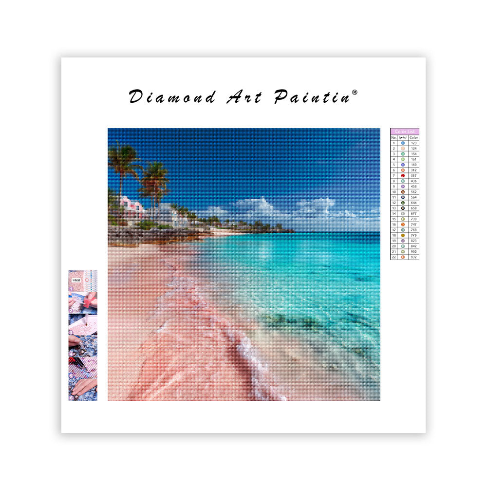 Bahamas rosa sandstrand - diamantmålning