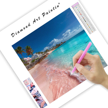 Bahamas rosa sandstrand - diamantmålning