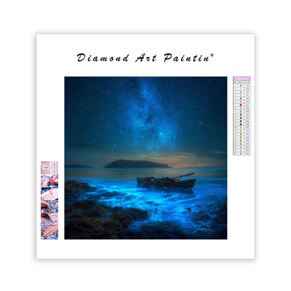 Bioluminerande vik på natten - Diamantmålning