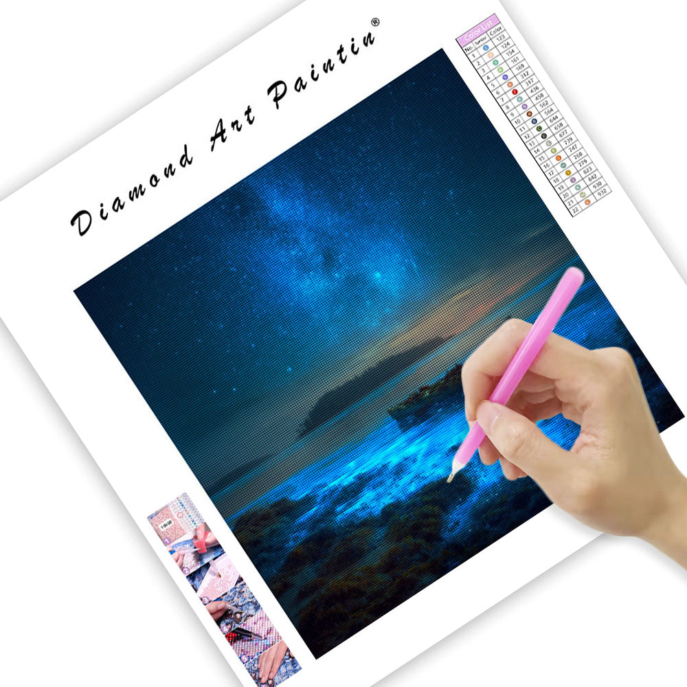 Bioluminerande vik på natten - Diamantmålning