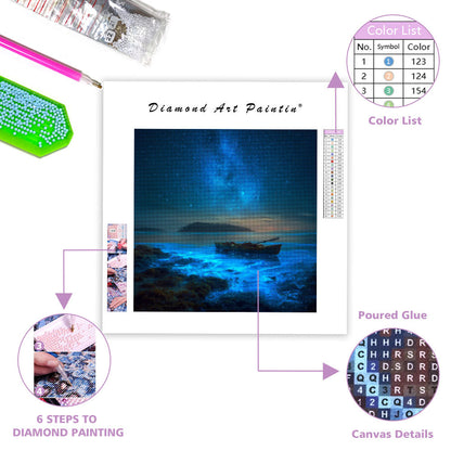 Bioluminerande vik på natten - Diamantmålning