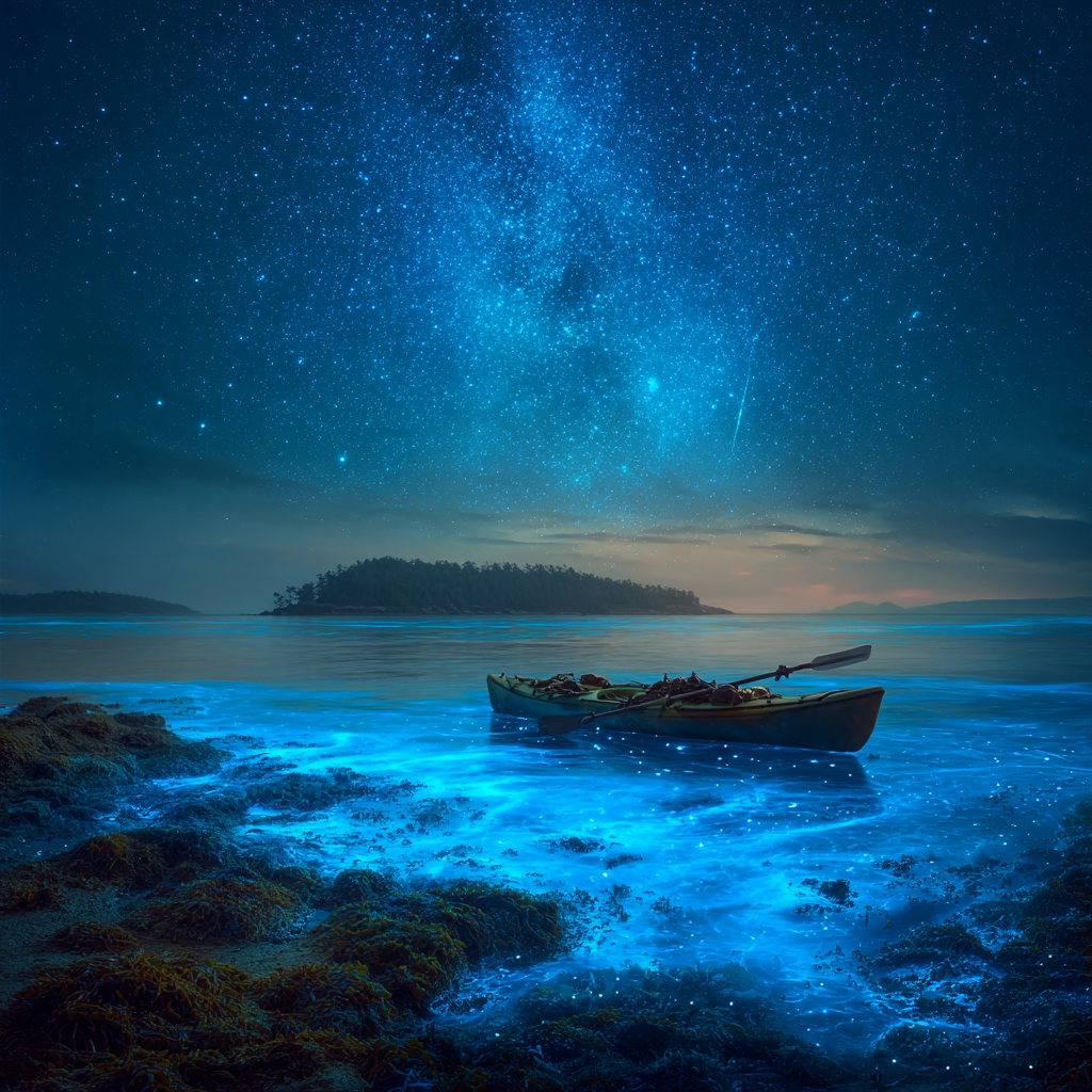 Bioluminerande vik på natten - Diamantmålning