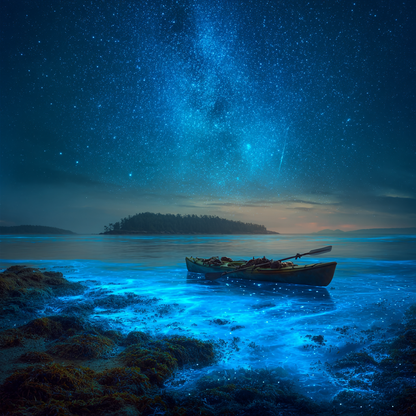 Bioluminerande vik på natten - Diamantmålning