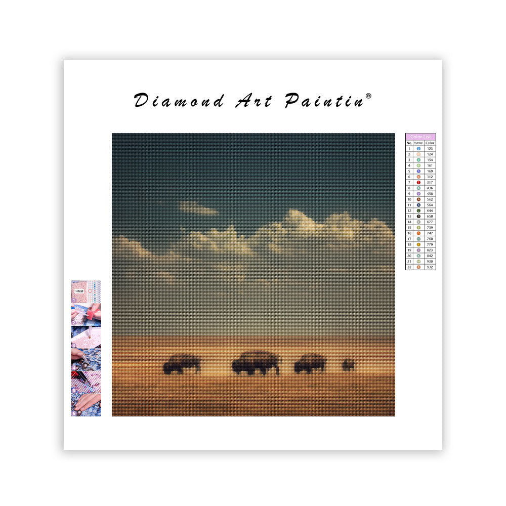 Bison på de stora slätterna - Diamantmålning