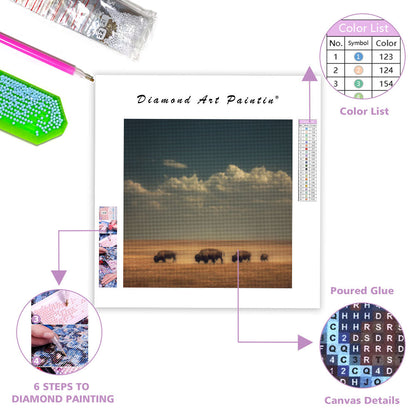 Bison på de stora slätterna - Diamantmålning