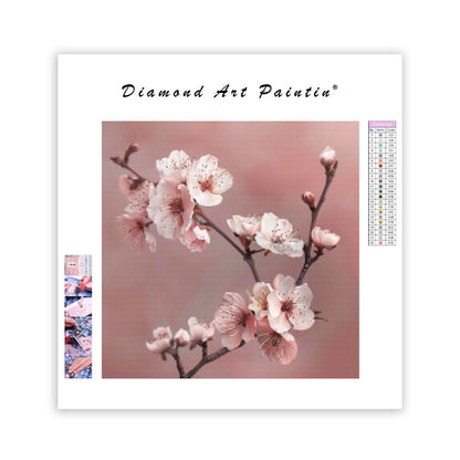 Blommande körsbärskvist - Diamantmålning