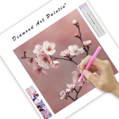 Blommande körsbärskvist - Diamantmålning