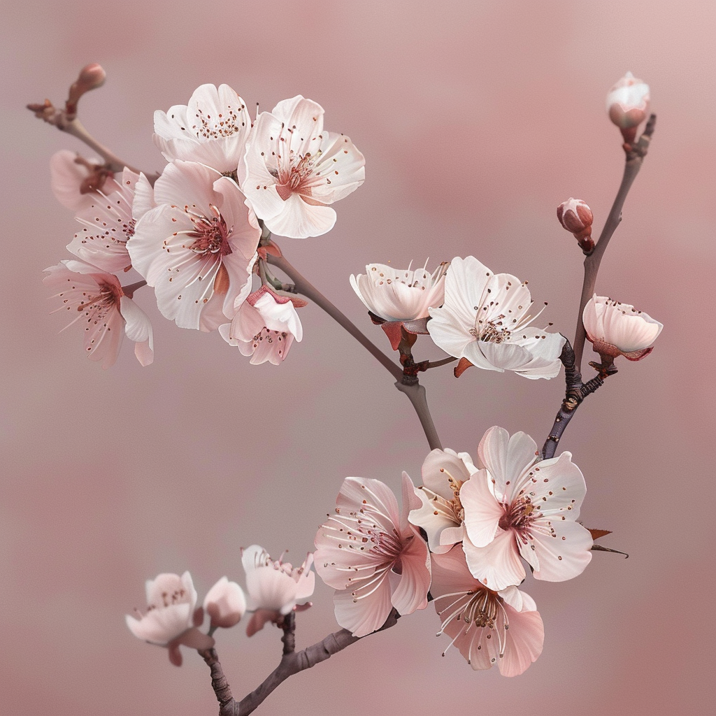 Blommande körsbärskvist - Diamantmålning